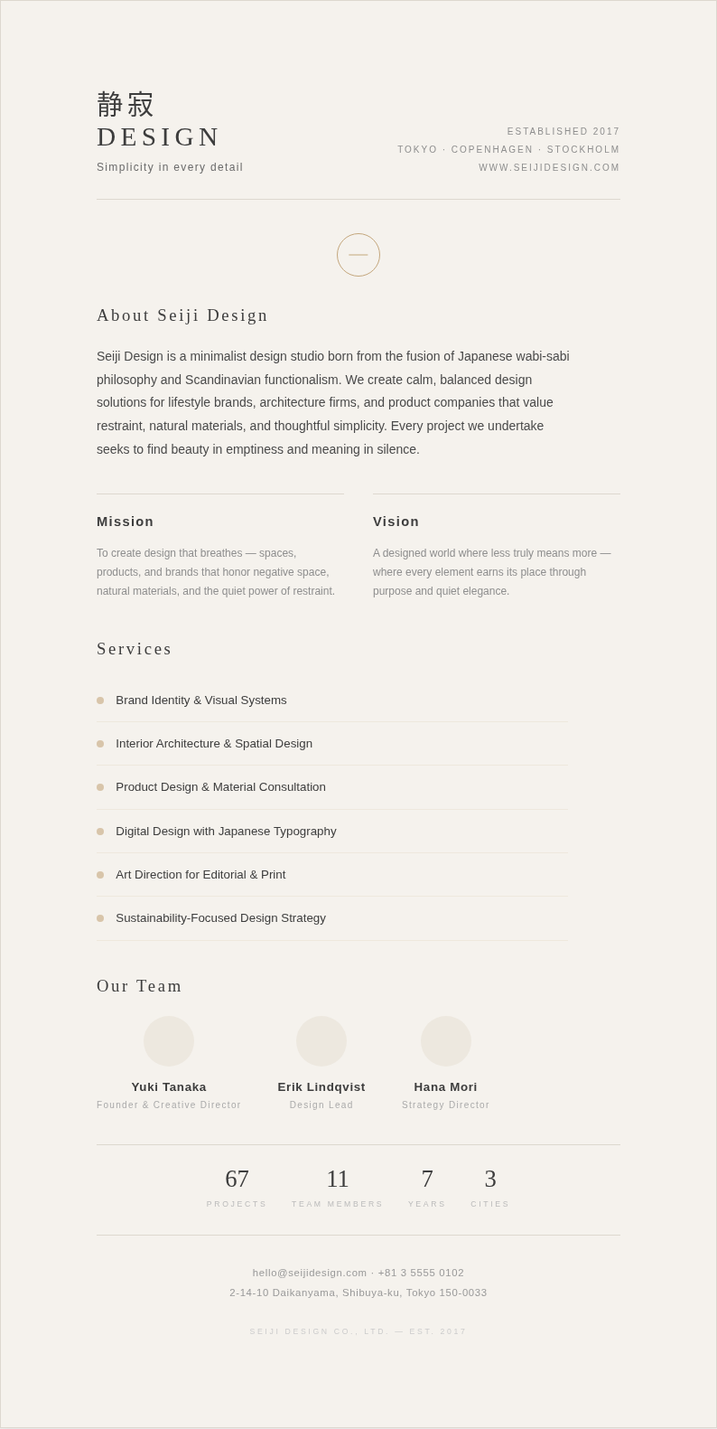 Japandi minimalist company profile